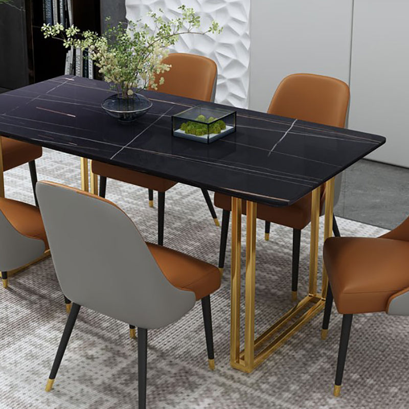 Modern White and Black in Marble Counter Table Rectangle Dining Table for Kitchen
