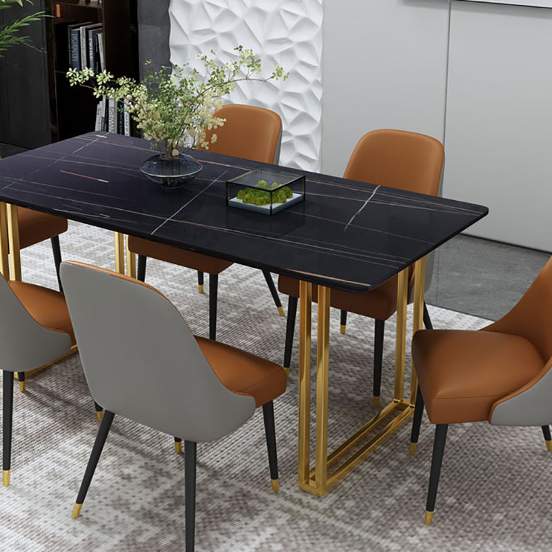 Modern White and Black in Marble Counter Table Rectangle Dining Table for Kitchen