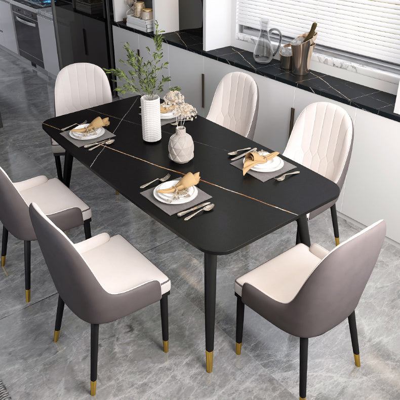 Industrial Sintered Stone Table for Restaurant Rectangle Black Kitchen Table with 4 Legs