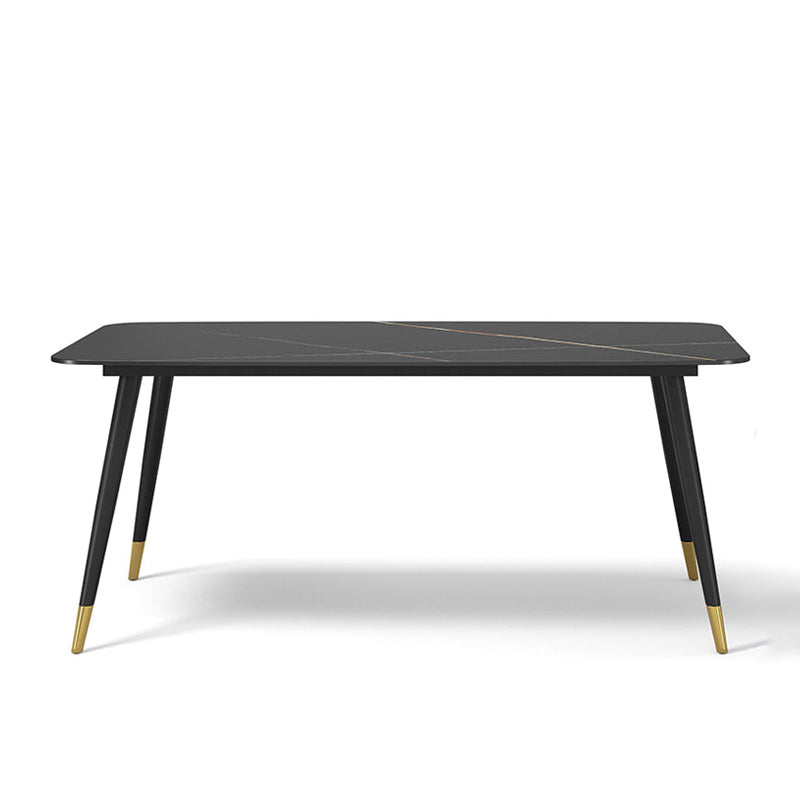 Industrial Sintered Stone Table for Restaurant Rectangle Black Kitchen Table with 4 Legs