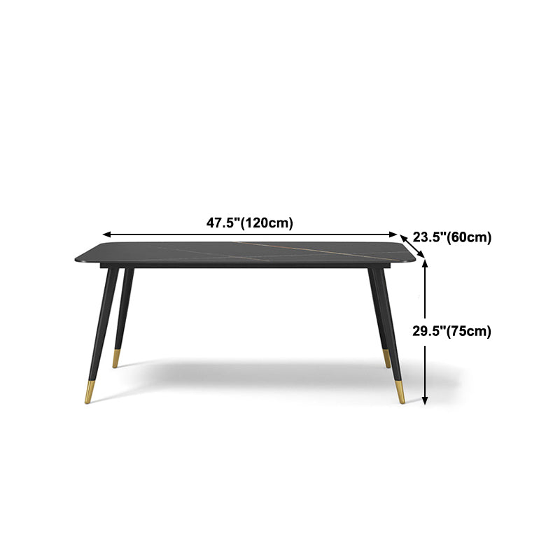 Industrial Sintered Stone Table for Restaurant Rectangle Black Kitchen Table with 4 Legs