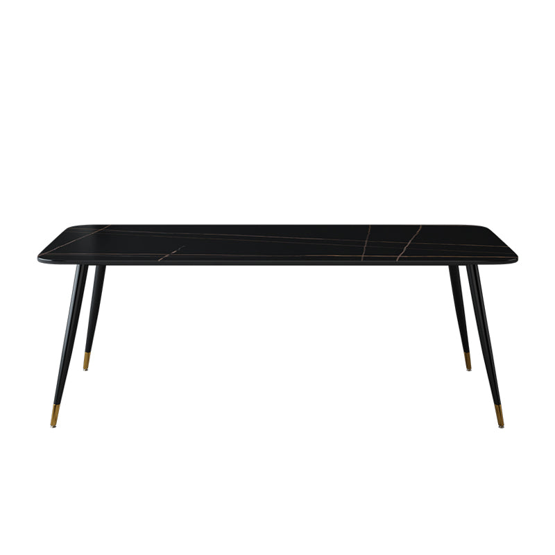 Industrial Sintered Stone Table for Restaurant Rectangle Black Dining Table with 4 Legs