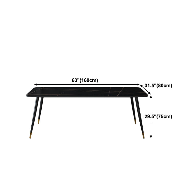 Industrial Sintered Stone Table for Restaurant Rectangle Black Dining Table with 4 Legs