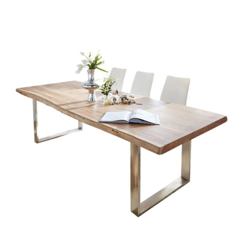 Rectangle Glam Style Dining Table Fixed Table with Solid Wood