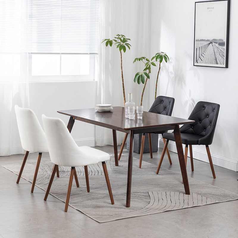 Modern PU Leather Dining Chairs Parsons Furniture with Wood Legs in Matte Finish for Home