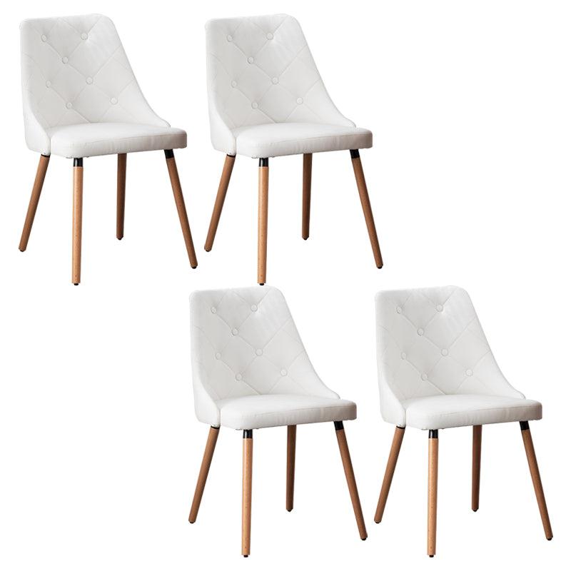 Modern PU Leather Dining Chairs Parsons Furniture with Wood Legs in Matte Finish for Home