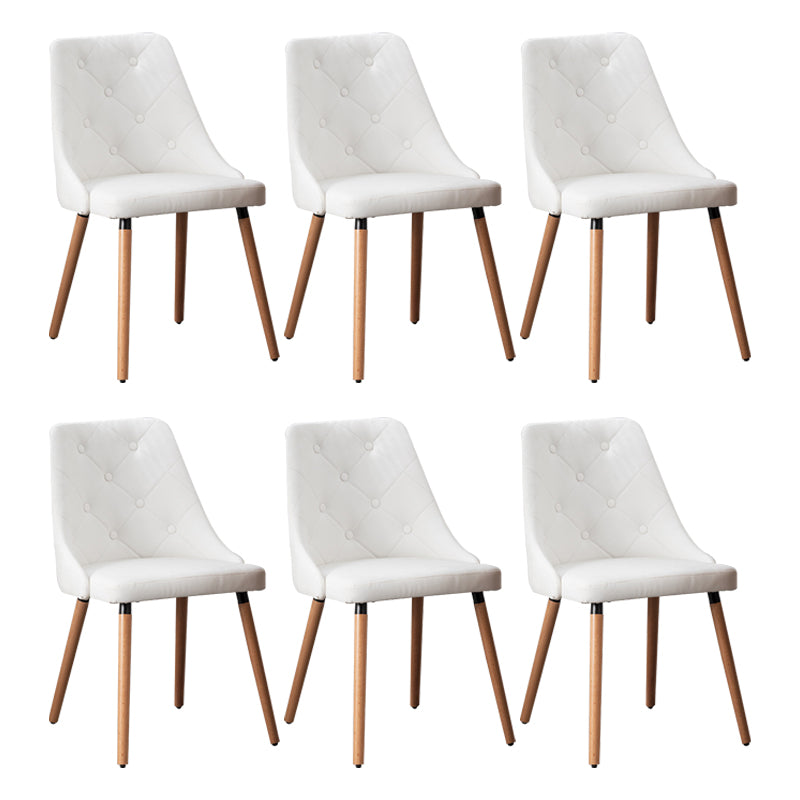 Modern PU Leather Dining Chairs Parsons Furniture with Wood Legs in Matte Finish for Home