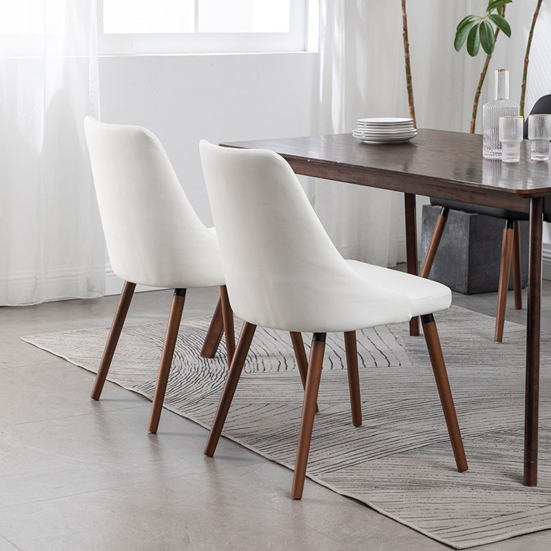Modern PU Leather Dining Chairs Parsons Furniture with Wood Legs in Matte Finish for Home