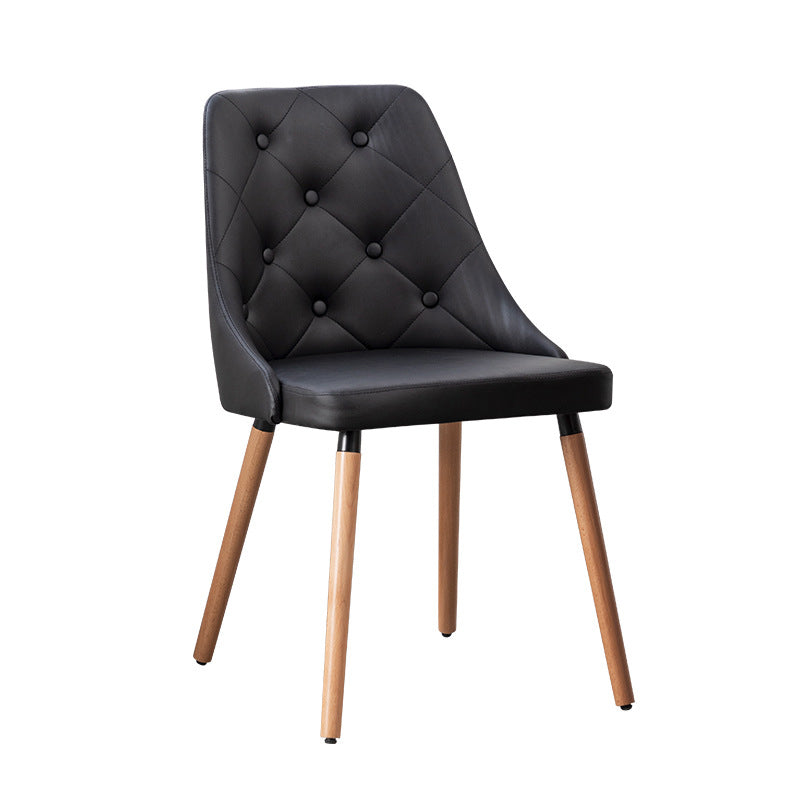 Modern PU Leather Dining Chairs Parsons Furniture with Wood Legs in Matte Finish for Home