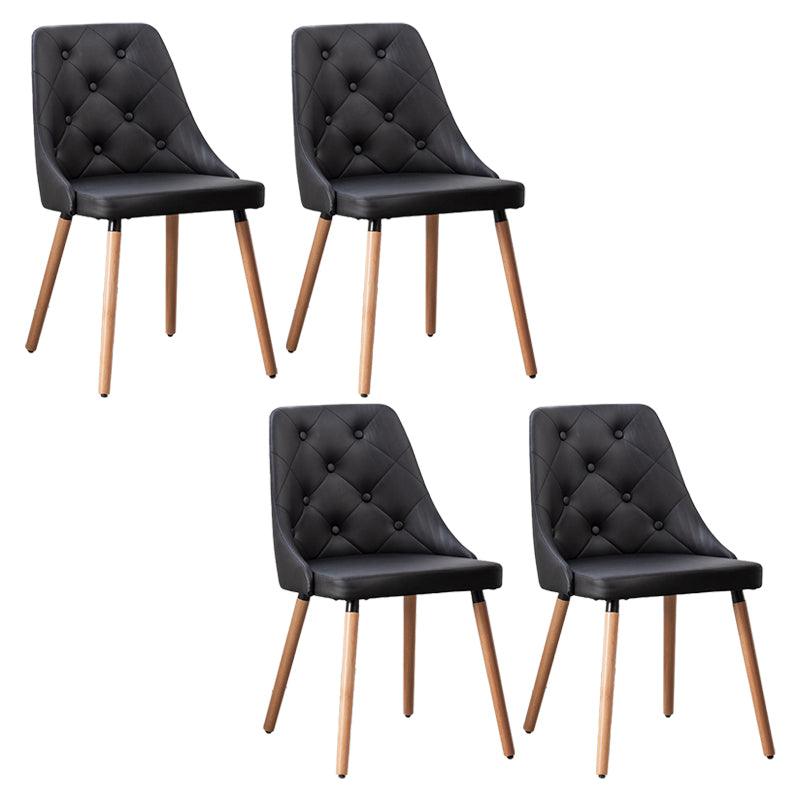Modern PU Leather Dining Chairs Parsons Furniture with Wood Legs in Matte Finish for Home