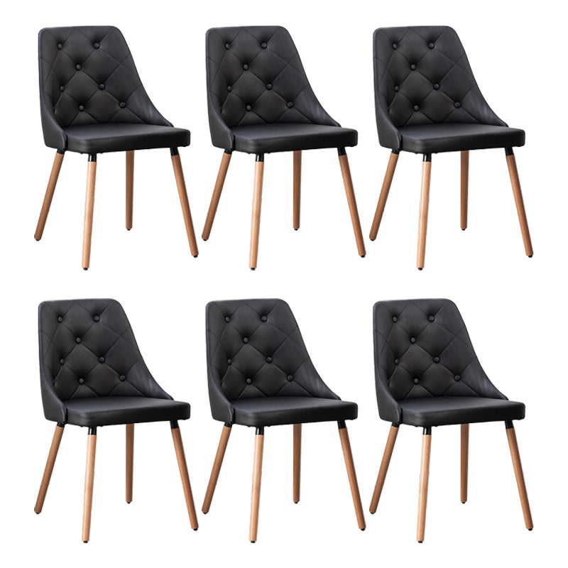 Modern PU Leather Dining Chairs Parsons Furniture with Wood Legs in Matte Finish for Home