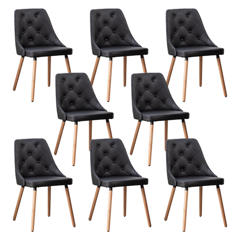 Modern PU Leather Dining Chairs Parsons Furniture with Wood Legs in Matte Finish for Home