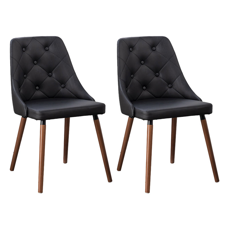 Modern PU Leather Dining Chairs Parsons Furniture with Wood Legs in Matte Finish for Home