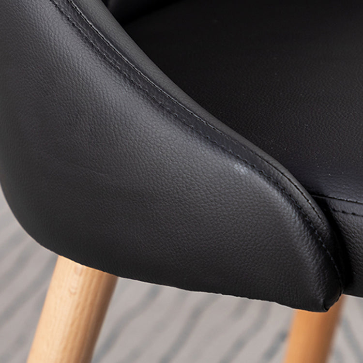 Modern PU Leather Dining Chairs Parsons Furniture with Wood Legs in Matte Finish for Home