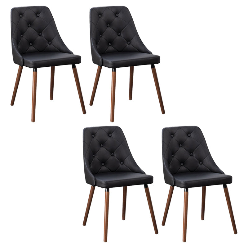 Modern PU Leather Dining Chairs Parsons Furniture with Wood Legs in Matte Finish for Home