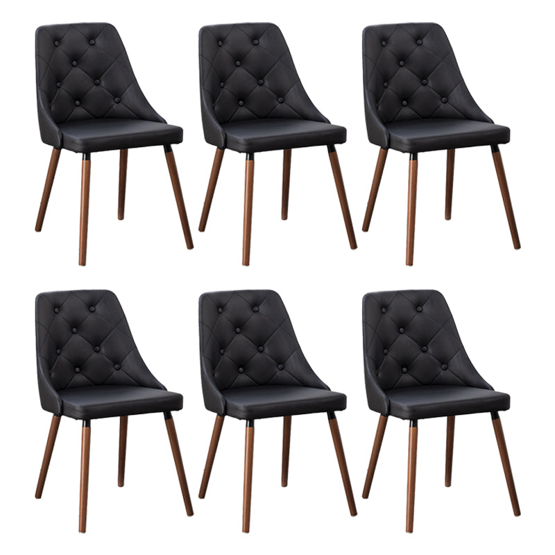 Modern PU Leather Dining Chairs Parsons Furniture with Wood Legs in Matte Finish for Home