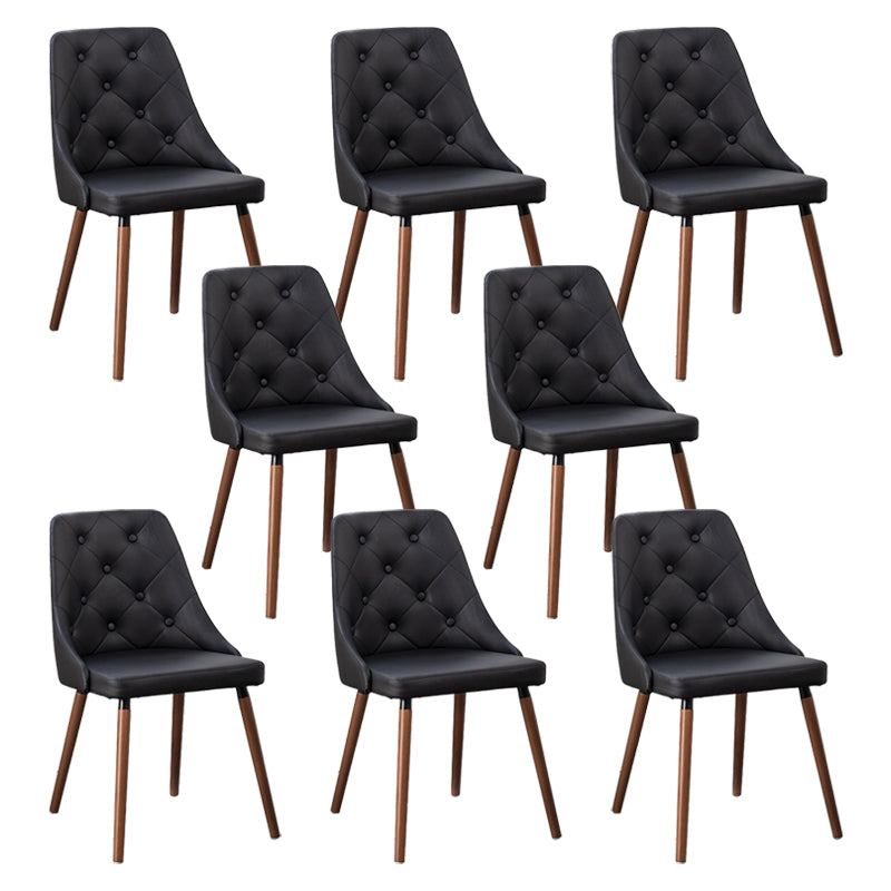 Modern PU Leather Dining Chairs Parsons Furniture with Wood Legs in Matte Finish for Home