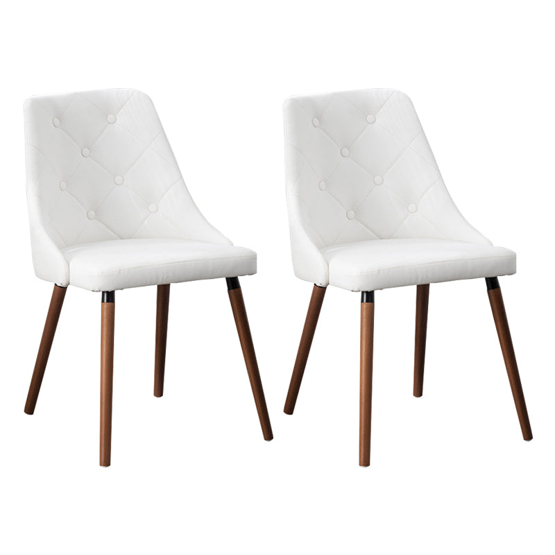 Modern PU Leather Dining Chairs Parsons Furniture with Wood Legs in Matte Finish for Home