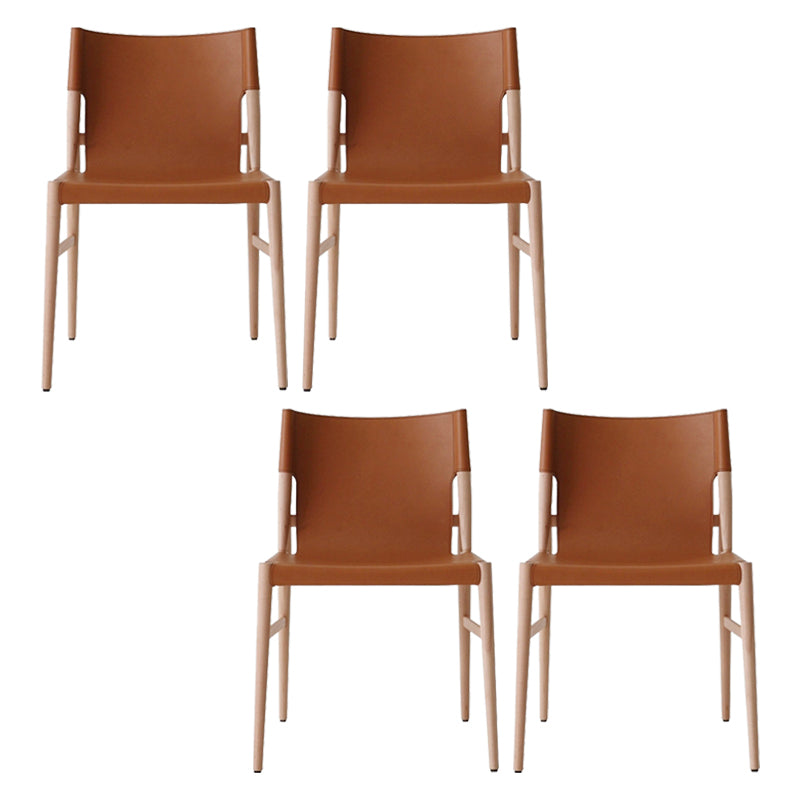Ash Solid Wood Side Chair Contemporary Leather Armless Dining Chair
