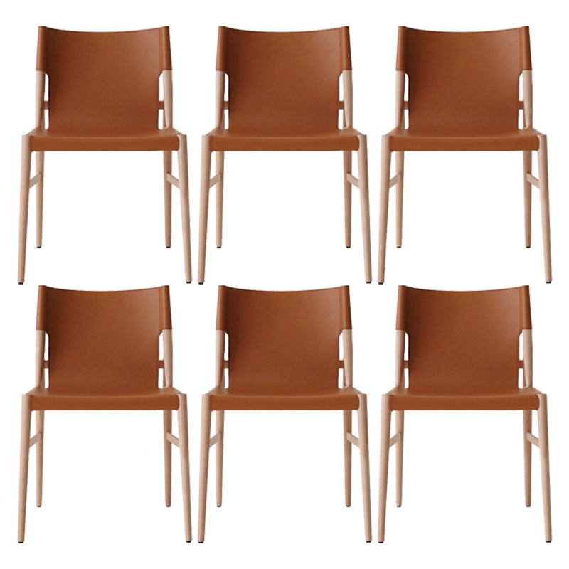 Ash Solid Wood Side Chair Contemporary Leather Armless Dining Chair