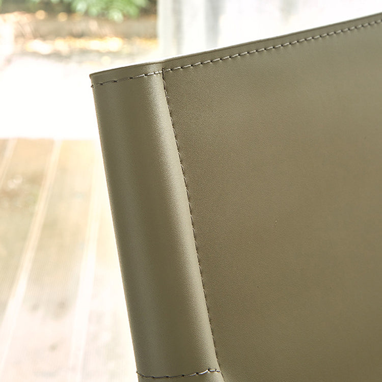 Ash Solid Wood Side Chair Contemporary Leather Armless Dining Chair