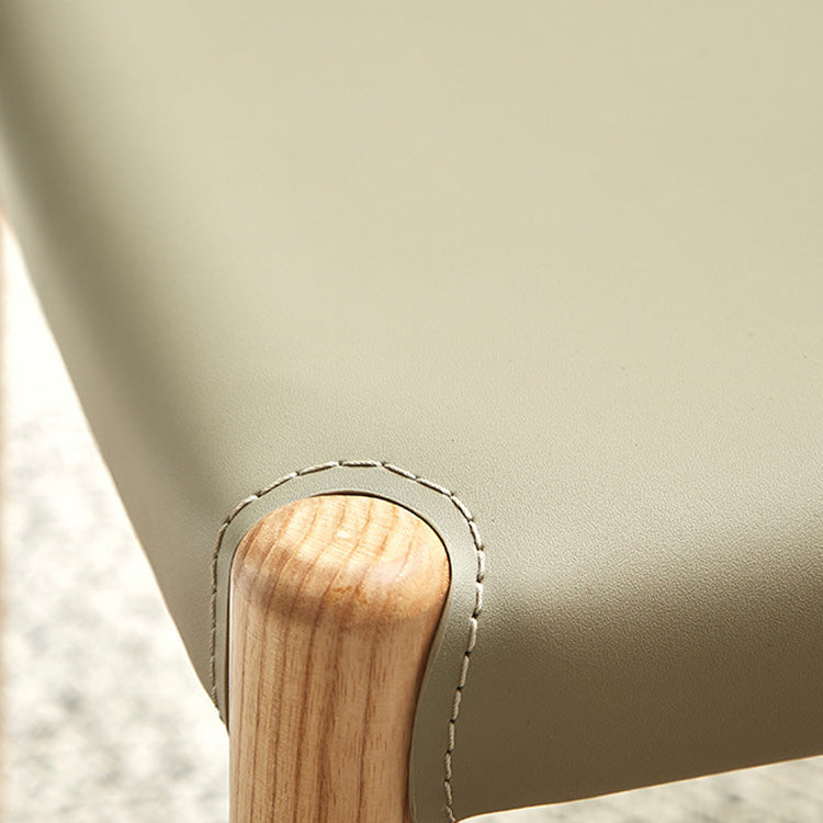 Ash Solid Wood Side Chair Contemporary Leather Armless Dining Chair