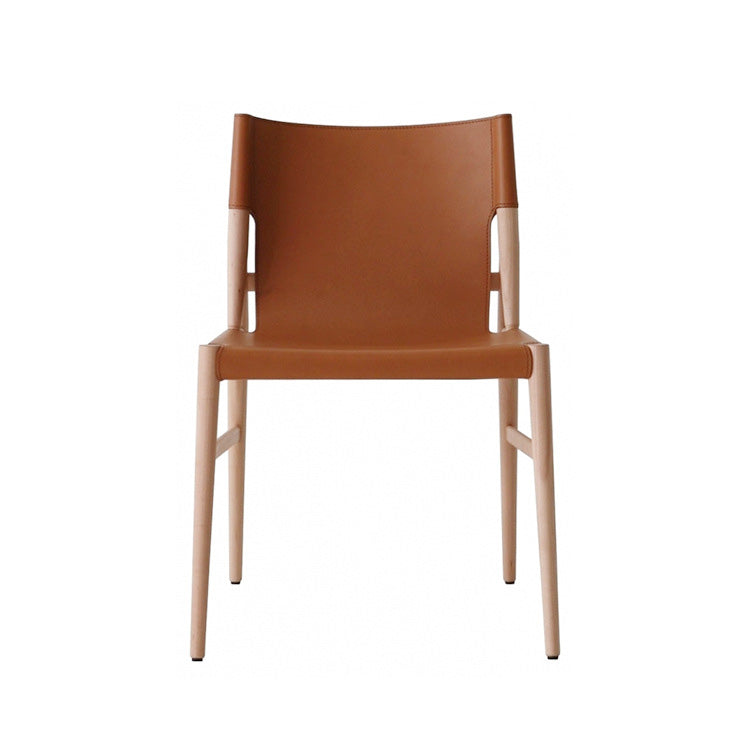 Ash Solid Wood Side Chair Contemporary Leather Armless Dining Chair