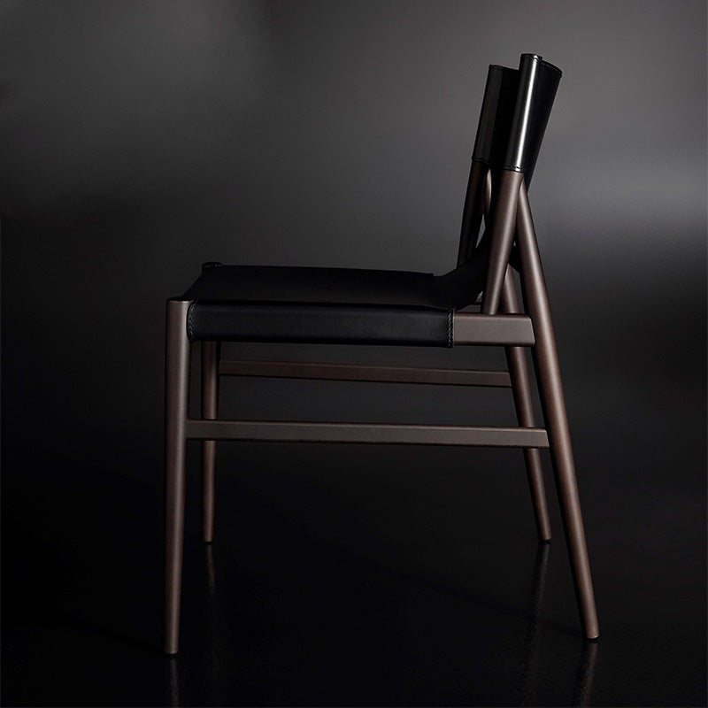 Ash Solid Wood Side Chair Contemporary Leather Armless Dining Chair