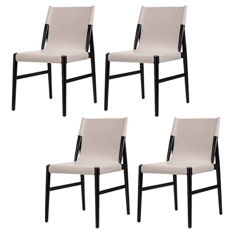 Ash Solid Wood Side Chair Contemporary Leather Armless Dining Chair