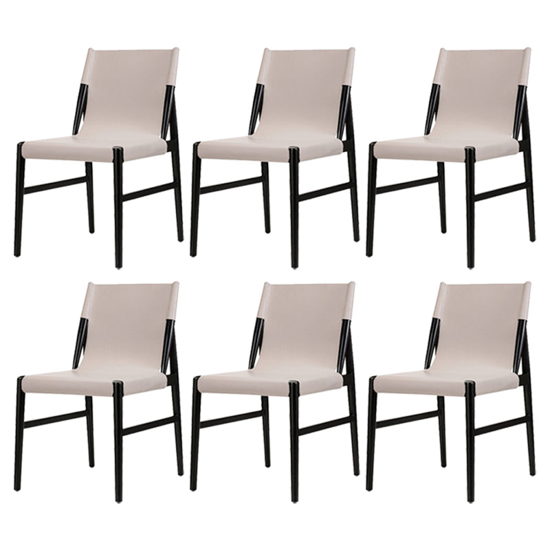 Ash Solid Wood Side Chair Contemporary Leather Armless Dining Chair