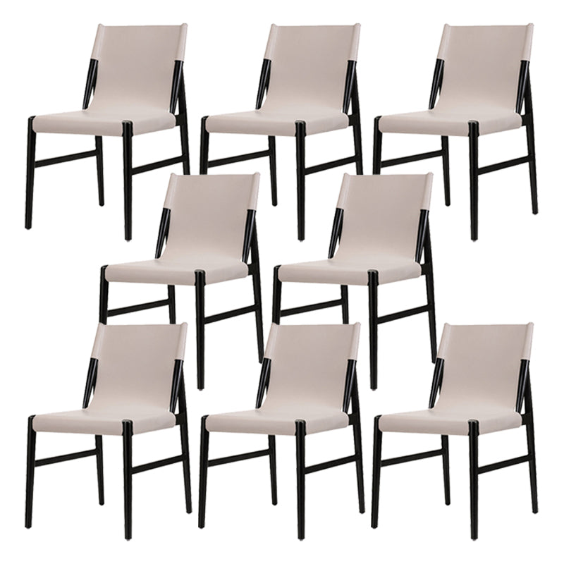 Ash Solid Wood Side Chair Contemporary Leather Armless Dining Chair