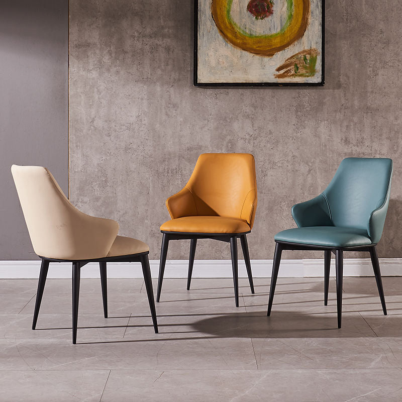 Faux Leather Dining Chair Wingback Side Chair in Matte Finish