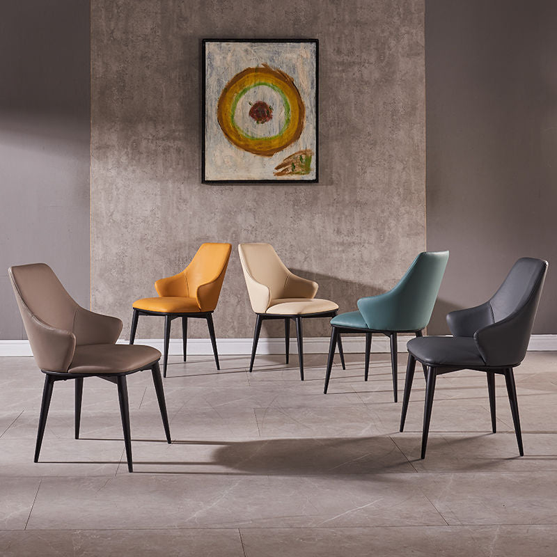 Faux Leather Dining Chair Wingback Side Chair in Matte Finish