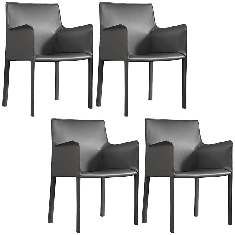 Contemporary Leather Dining Chair Parsons Chair in Matte Finish with Steel Legs