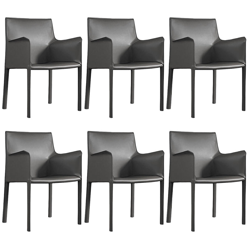 Contemporary Leather Dining Chair Parsons Chair in Matte Finish with Steel Legs