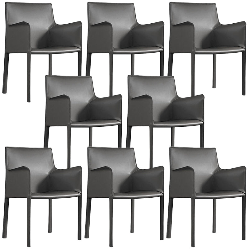 Contemporary Leather Dining Chair Parsons Chair in Matte Finish with Steel Legs