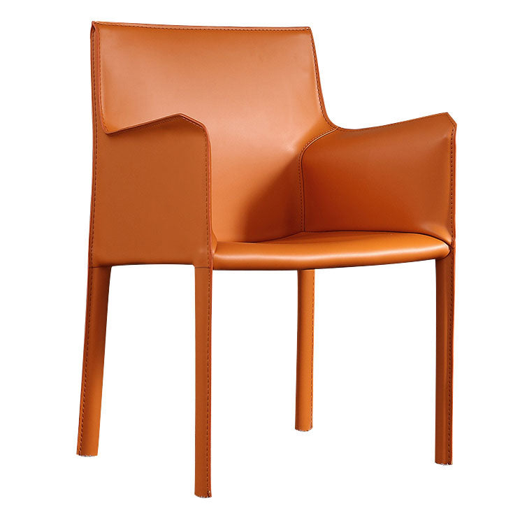 Contemporary Leather Dining Chair Parsons Chair in Matte Finish with Steel Legs