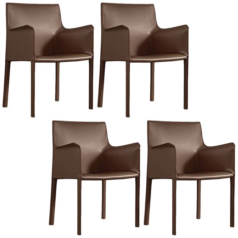 Contemporary Leather Dining Chair Parsons Chair in Matte Finish with Steel Legs