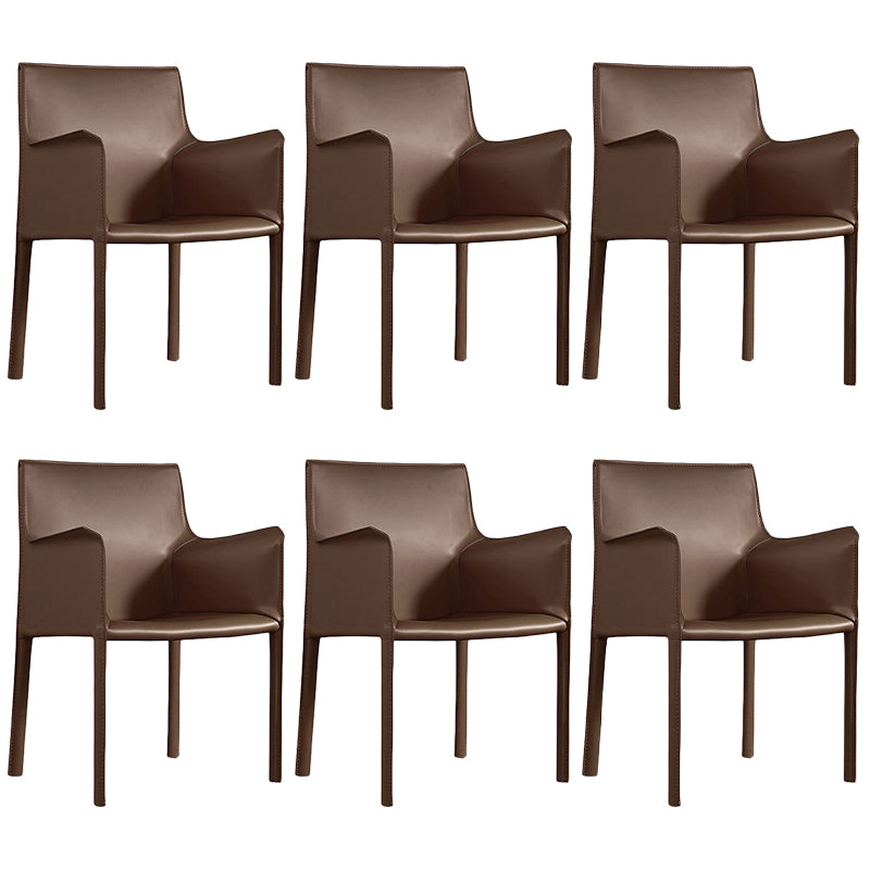Contemporary Leather Dining Chair Parsons Chair in Matte Finish with Steel Legs