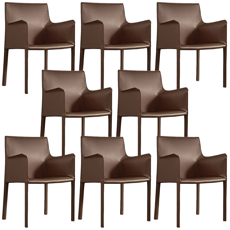 Contemporary Leather Dining Chair Parsons Chair in Matte Finish with Steel Legs