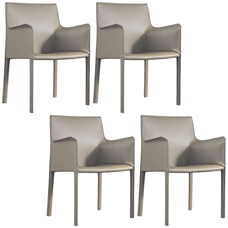 Contemporary Leather Dining Chair Parsons Chair in Matte Finish with Steel Legs