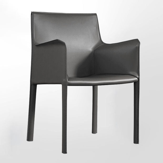 Contemporary Leather Dining Chair Parsons Chair in Matte Finish with Steel Legs