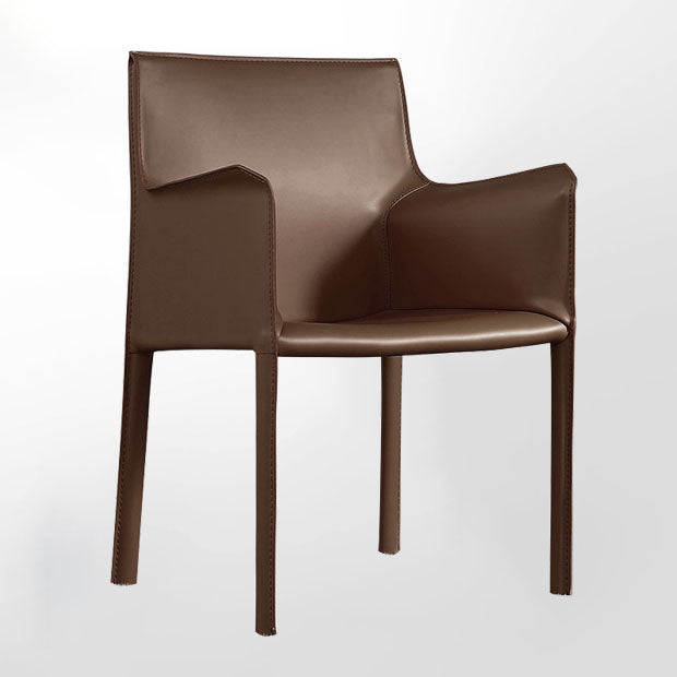 Contemporary Leather Dining Chair Parsons Chair in Matte Finish with Steel Legs