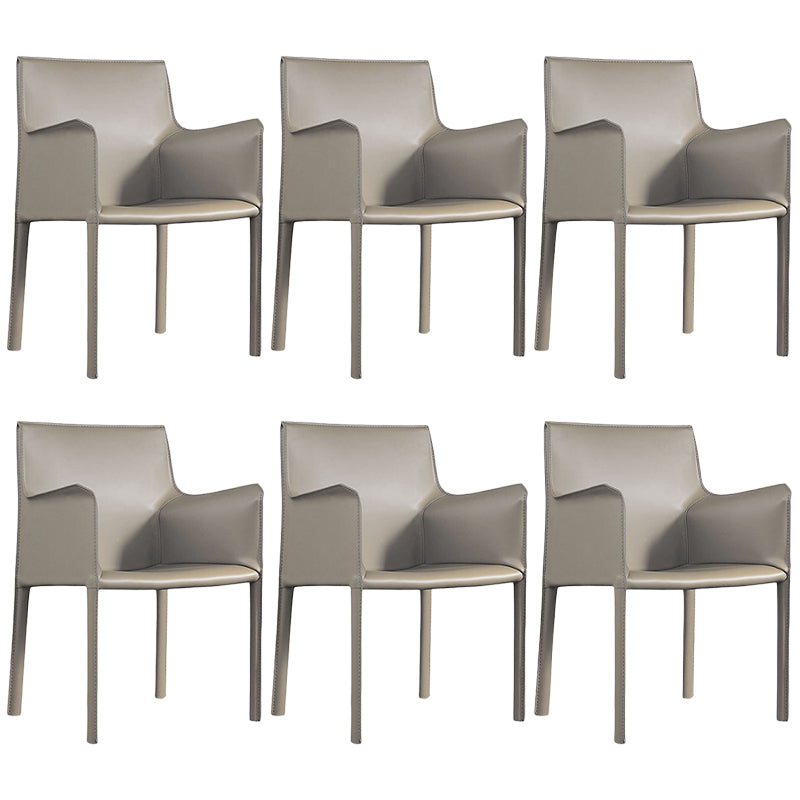 Contemporary Leather Dining Chair Parsons Chair in Matte Finish with Steel Legs