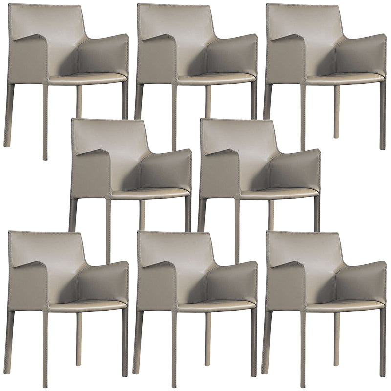 Contemporary Leather Dining Chair Parsons Chair in Matte Finish with Steel Legs