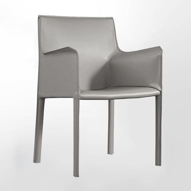 Contemporary Leather Dining Chair Parsons Chair in Matte Finish with Steel Legs