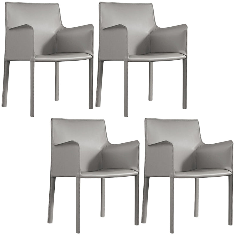 Contemporary Leather Dining Chair Parsons Chair in Matte Finish with Steel Legs