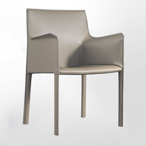 Contemporary Leather Dining Chair Parsons Chair in Matte Finish with Steel Legs