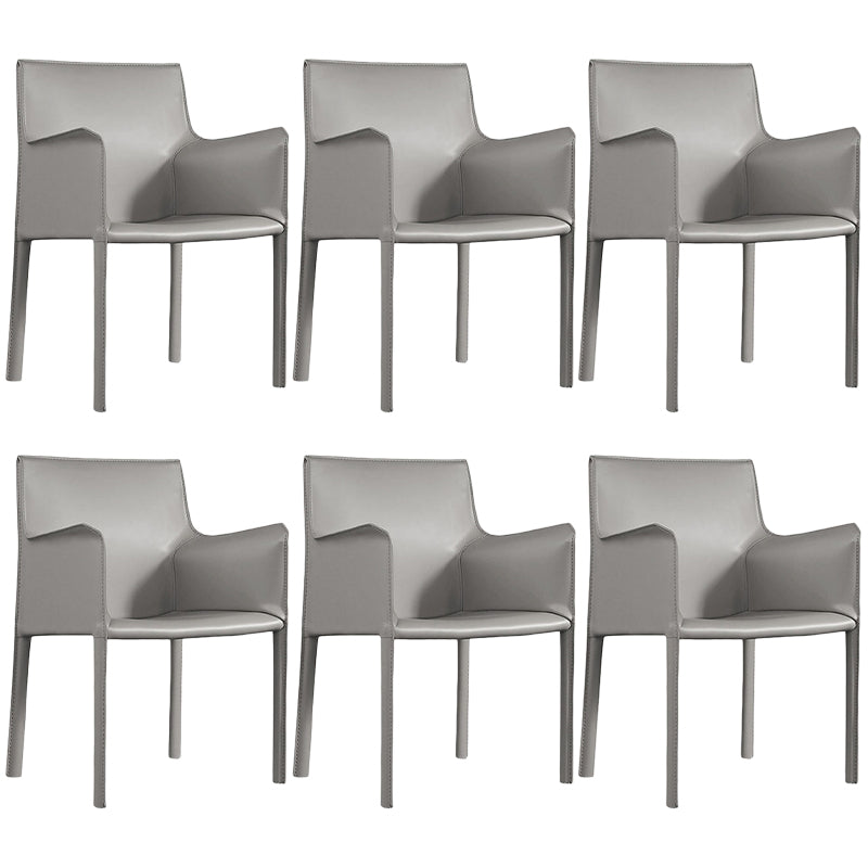 Contemporary Leather Dining Chair Parsons Chair in Matte Finish with Steel Legs