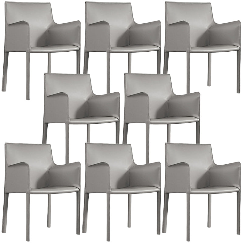 Contemporary Leather Dining Chair Parsons Chair in Matte Finish with Steel Legs